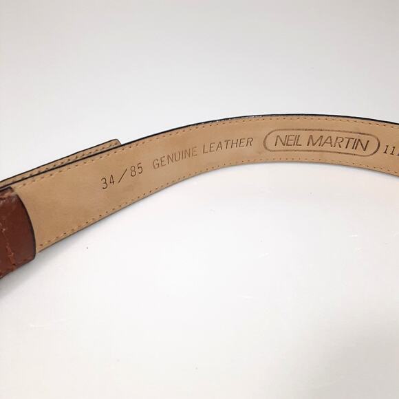 Vintage Neil Martin Genuine Leather Belt Lt Brown Brass Buckle Sz 34 Minimalist main image 7